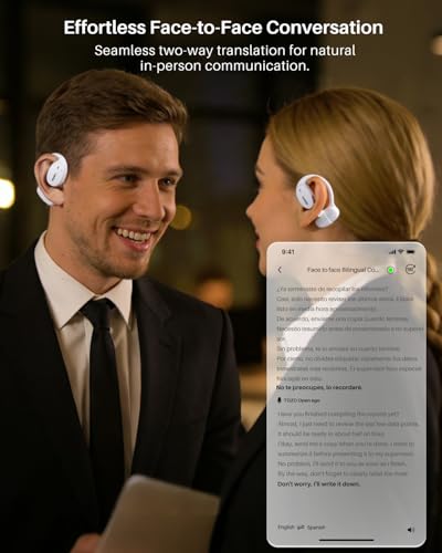 Image of TOZO Real-Time AI Translation Earbuds, 80H Playtime Translator Ear Buds, Digital Display, AI Clear Calls, Comfortable Wear Open Ear Earbuds, AI Bluetooth Headphone for Travel Meeting Learning, White