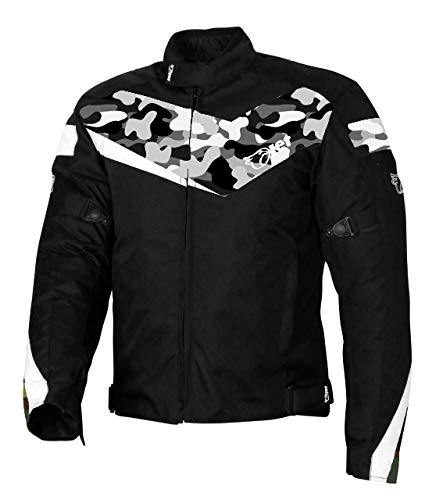 JET Chaqueta Moto Ciclomotor Hombre Textil con Protecciones Ligero Basic ECONOTECH (XS (EU 44-46), Camo Gris)
