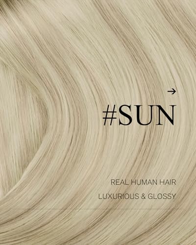 Image of YoungSee Weft Hair Extensions Human Hair 24 Inch Ash Blonde Balayage Platinum Blonde Sew in Hair Extensions, Boost Hair for Everyday Volume, Long Hair Extension Weft One Piece 100g