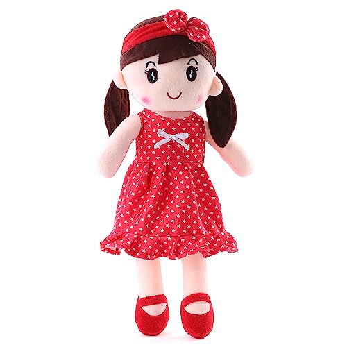 Image of Play Nation Premium Emma Candy Doll | Stuffed Girl Winky Candy Doll | Cuddly Soft Washable Plush Toy | Safe for Kids | BIS Certified | Birthday Gift | 45 cm | 3+ Years (Red)