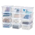 IRIS USA 12-Pack Storage Bins with Lids, 17 Quart, Shoe Boxes Clear Stackable Containers Organize Shoes Closet Shelves, Classroom Organization Teacher Tools, Game Storage - BPA-Free Plastic