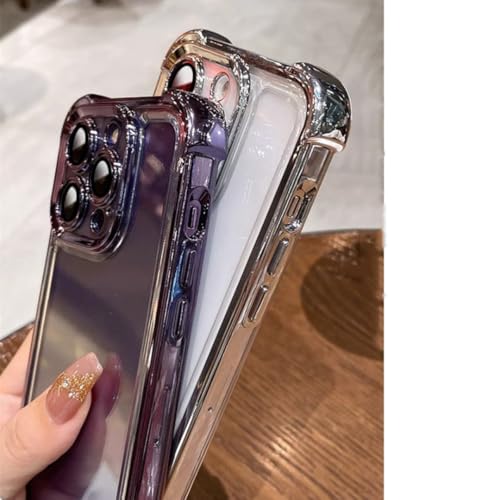 Coque iPhone 17 Pro transparente violette antichoc en silicone avec film protecteur