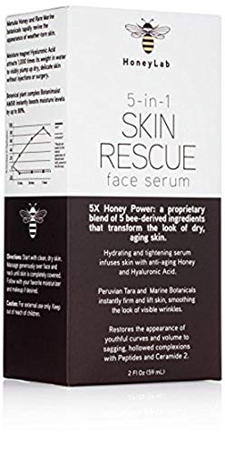HoneyLab Skin Rescue Face Serum with Manuka Honey, Hyaluronic Acid and peptides. Anti-aging serum contains Marine extracts that soften the look of wrinkles and fine lines. (2oz)