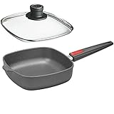 Woll Pfanne Induktion m. Glasdeckel grau Größe 24 x 24 cm