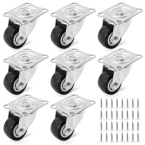 8 Stück Mini Möbelrollen 360° Drehbar, Gummiräder Lenkrollen...