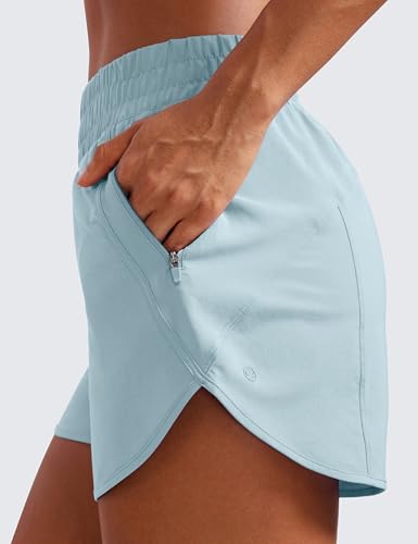Image of CRZ YOGA Dolphin Athletic Shorts 3 inch | High Waisted, Mesh Liner, Quick Dry, Lightweight, A Zip Pocket, for Women