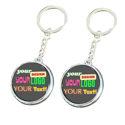 4EE Custom NFC Smart Keychains Silver– 1.2" Round, Full Color Personalized Tap Tags – No App or Subscription Needed, Ready to Use – Custom Design, Logo, Photo, or Info 2 Pack