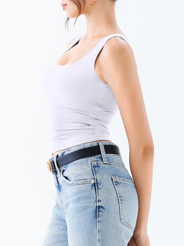 REORIA Butsmooth® Women's Square Neck Tank Top Sleeveless Double Lined Basic Crop Tops Summer Going Out Outfits3