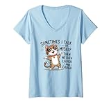 Photo Gallery donna divertente gatto umorismo "sometimes i talk to myself" grafica maglietta con collo a v Photo Gallery donna divertente gatto umorismo "sometimes i talk to myself" grafica maglietta con collo a v