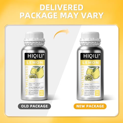 Image of HIQILI Lemon Essential Oil for Cleaning, Degreasing & Household Use, Skin Care, Aromatherapy, Diffuser - 16 Fl Oz