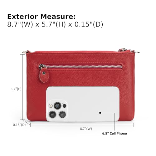Image of befen Genuine Leather Wristlet Clutch Wallet Purses Small Crossbody Bags for Women with RFID Blocking Card Slots