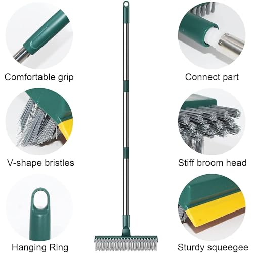 Image of 3 in 1 Bathroom Tiles Cleaning Brush with Wiper Squeegees, with Long Handle Bathroom Floor Window Cleaning Viper(3 in 1 Wiper with Brush)