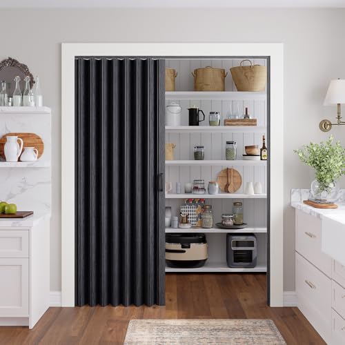 Image of SmartStandard 60 inch x 80 inch Accordion Doors, Double Walled, Classic Black