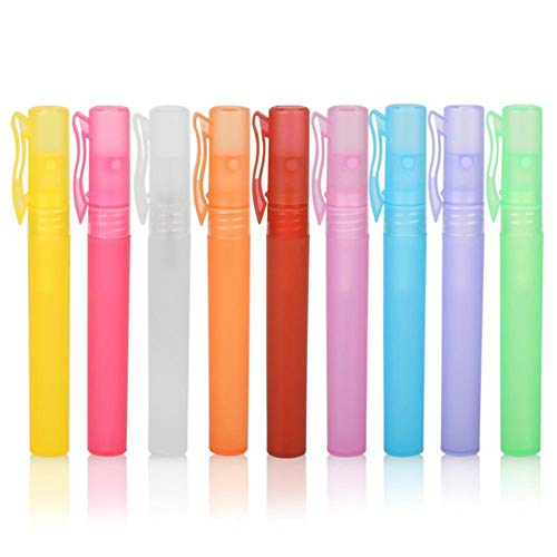 10ml 10 Pack Colorful Perfume Spray Pen Portable Spray Bottles Empty Frosted Plastic Bottles with Atomizer Cosmetic Containers for Travel(Random Color)