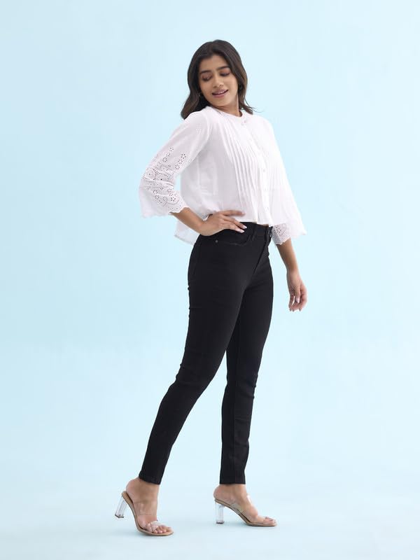 Image of GO COLORS Soft Cotton Blend Skinny Jeans Full Length for Women| Breathable, Mid Rise
