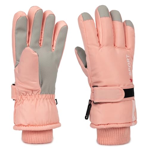Kids Ski Gloves Winter Warm Outdoor Snow Finger Gloves for Boys Girls 10-16 Years
