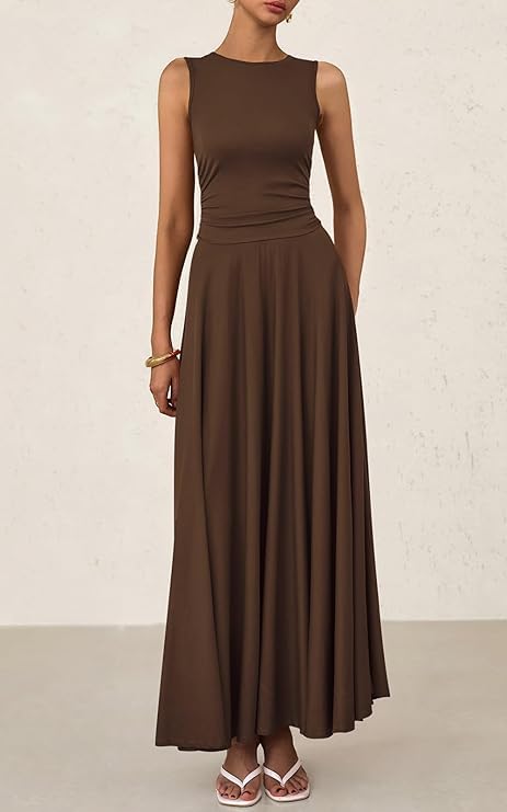 Image of PRETTYGARDEN Womens Summer Dresses 2026 Casual Sleeveless Crewneck Aline Maxi Dress Stretch Tank Flowy Long Dresses