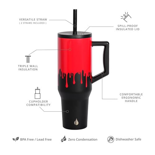 Image of Elemental Spill Proof 40oz Insulated Tumbler with Handle & Straw Travel Mug