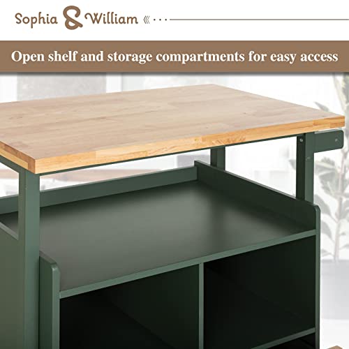 Sophia-William-Kitchen-Island-Cart-on-Wheels-Rolling-Kitchen-Trolley-with-Open-Shelves-Storage-Drawers-Rubber-Wood-Tabletop-and-Towel-Rack Sophia William Kitchen Island Cart on Wheels Rolling Kitchen Trolley with Open Shelves Storage Drawers Rubber Wood Tabletop and Towel Rack
