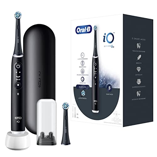 Oral-B iO 6 Zwarte Elektrische Tandenborstel, 2 Opzetborstels, 1 Reisetui, Ontworpen Door Braun