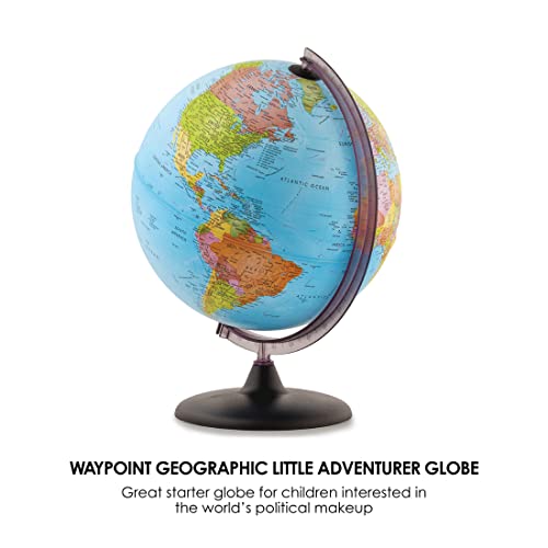 Waypoint Geographic 10” Little Adventurer World Globe for Kids, Political Blue Ocean Style Globe with Stand, Up-to-Date Cartography, Perfect for Desk, Classroom, and Office Décor