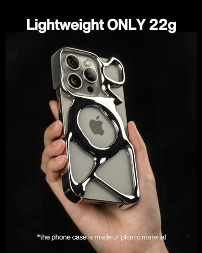 Angry miao Capa de telefone vazia para iPhone 15 Pro (apenas), compatível com Magsafe, 22 g leve, dissipação de calor, ampla proteção prata