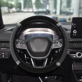 Bling Soft Leather Steering Wheel Cover, 15 Inch Colorful Rhinestones Auto Elastic Steering Wheel Protector for Women Girls, Car Accessories Anti Slip Steering Wheel Cover for Most Cars, SUVs (Gray)