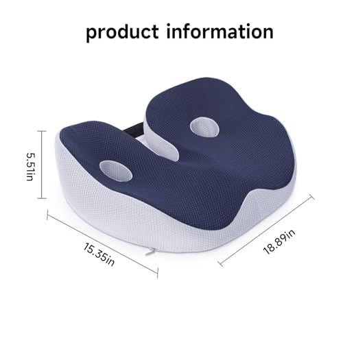 Outfany Ergoseat Coussin ergonomique en mousse à mémoire de forme pour soulager les douleurs du coccyx Noir