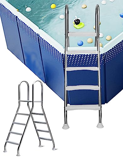 Escalera de 4 peldaños para piscina elevada con plataforma grande miniatura 1