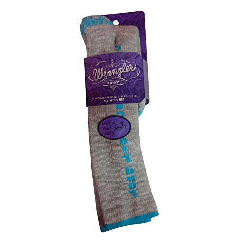 Wrangler Ladies Long Live Cowgirls Boot Sock 1 Pair, Teal, W 7.5-9.5/M 6-8