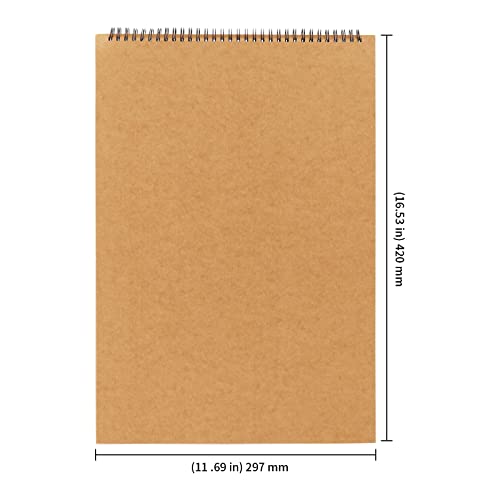 KEILEOHO 5 PCS A3 Landscape Sketchbook, 30 Pages/60 Sheets 160gsm A3 Drawing Pad, Spiral Sketchbooks for Home Office - Image 2