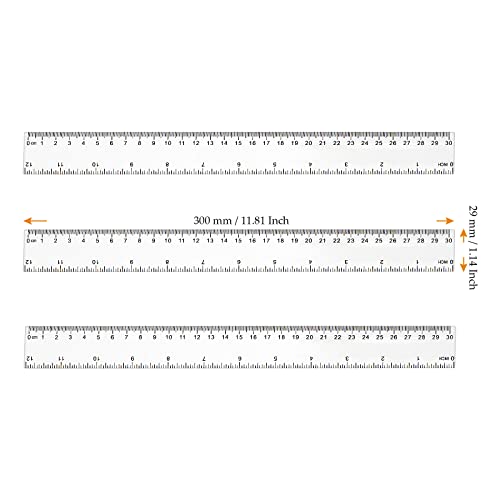 MUKCHAP 20-Piece 30cm/12 Inch Plastic Ruler Set, Clear Straight Ruler with Inches and Metric - Image 2