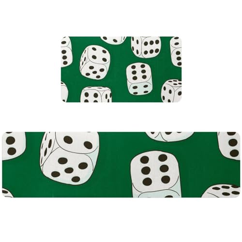 Tapis absorbant cuisine antidérapant lavable lot de 2 tapis verts dés