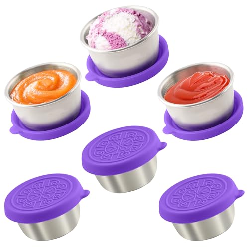 Image of Qukaka 1.6 oz Stainless Steel Salad Dressing Containers with Lids, 6 Pack
