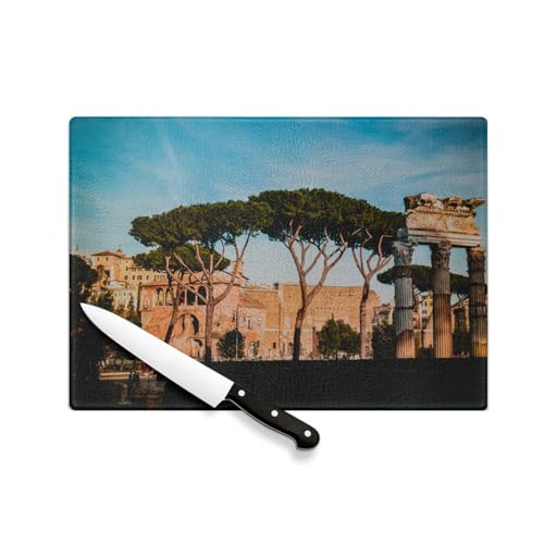 Tagliere in vetro temperato - Forum di Traiano via dei Fori Imperiali Roma Italia - Protezione piano di lavoro e sottopiatto resistente al calore 2 misure stampate in Francia