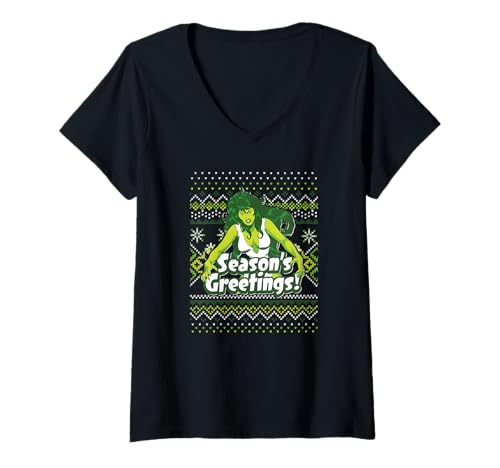 T-shirt col V Marvel She-Hulk pour fêter Noël sans pull en laine qui gratte