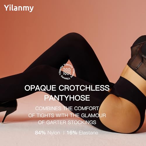 Yilanmy Suspender Tights for Women Thigh High Stockings for Garter Belt High Waist Control Top Pantyhose4