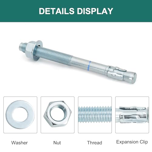 3434 x 8-1234 concrete anchors 10 pack 34 inch wedge anchors bolts zinc plated