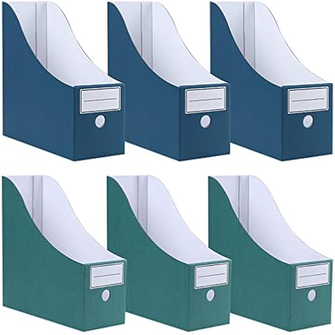 Magazine File Holder, 6 Pcs Corrugated Cardboard Magazine Holder with 6 Labels, Magazine Storage for School, Office, Dormitory, Home Files Storage Cover