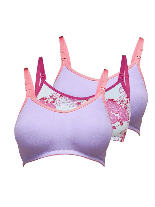 Image of Inner Sense Organic Cotton Bamboo Nursing Bra for Women I Non Padded Feeding Bra with Keyhole Back Design I Wire Free Maternity Innerwear with Full Coverage
