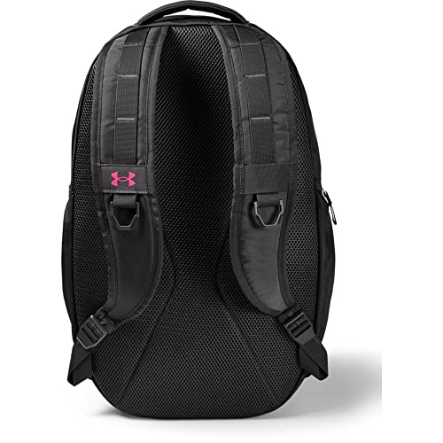 Image of Under Armour Hustle Backpack, Jet Gray (010) /Cerise, One Size Fits All