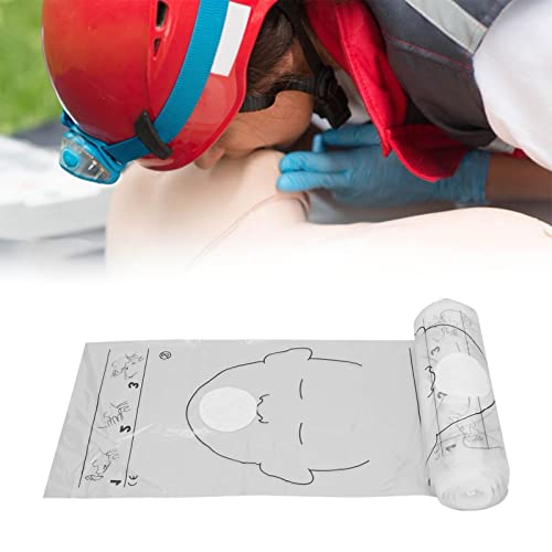 CPR Face Shield 1 Roll Cardiopulmonary Resuscitation Barrier Disposable Face Shield Cardiac Resuscitation Shield for Emergency Use or Training - Image 4