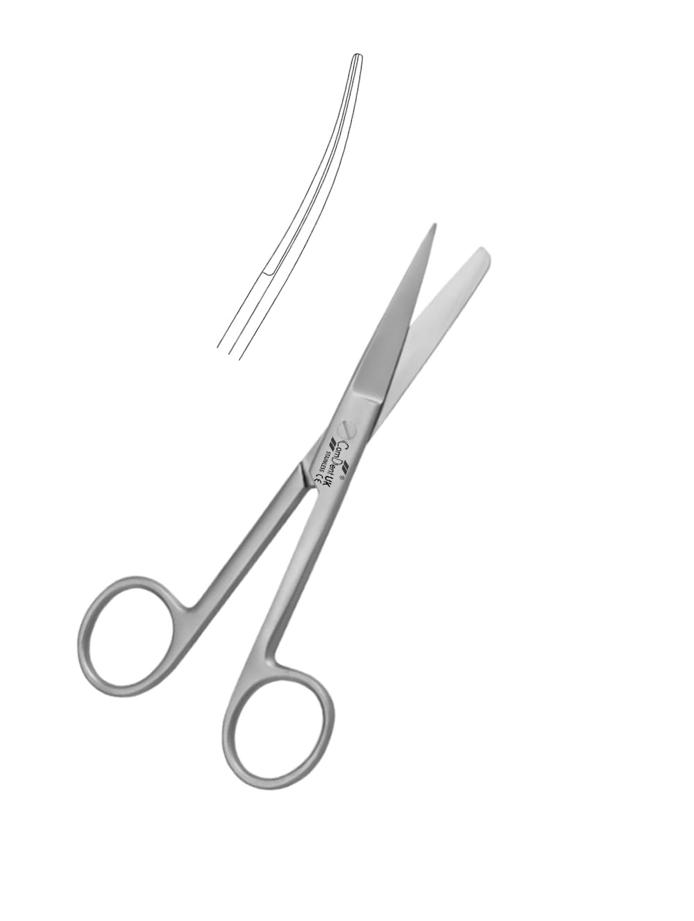 Uni Tools Dressing Scissors 14Cm, First Aid, Vets, Pet Grooming, Nurses, Home Office Use (Sharp Blunt Curved)