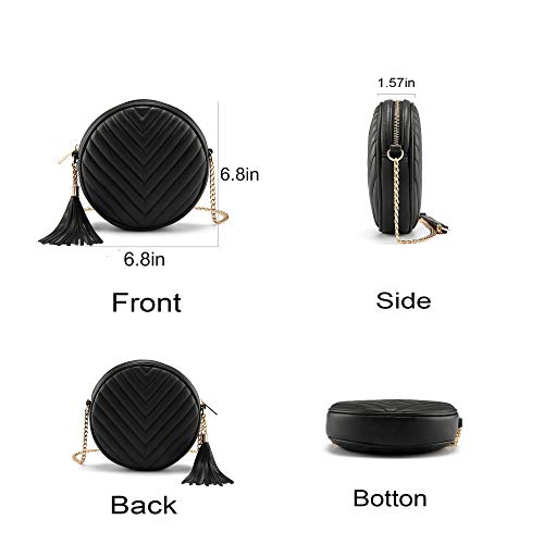 Ayliss Women Crossbody Shoulder Bag Circle Tassel Purse Clutch Evening Small PU leather Handbag Fashion Wallet With Chain3