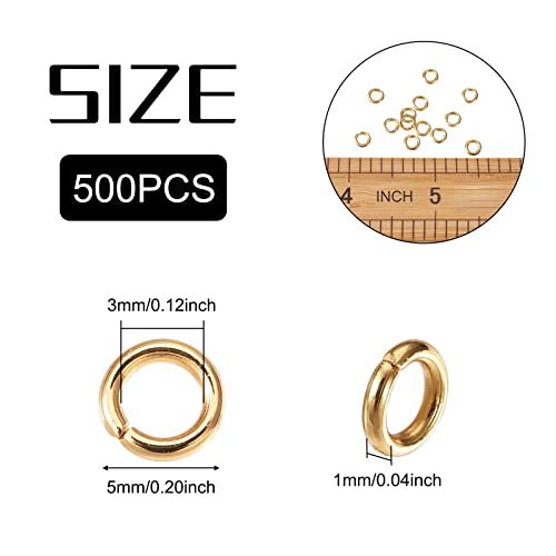 PandaHall 500 anelli di salto aperti in acciaio