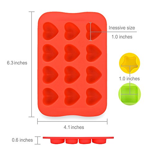 Silicone Candy Molds 3 Pack Hearts Stars Squares for Cake Pudding Gummies