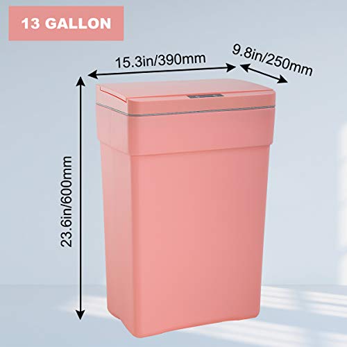 Caneca de basura automática sin contacto 13 galones rosa miniatura 5