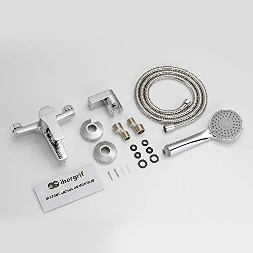 Ibergrif-M13057-Star-Conjunto-de-Grifo-para-Banera-Mezclador-de-Bano-Ducha-Monomando-para-Instalacion-en-Pared-Cromo