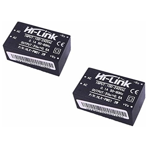 JZK® 2 pcs HLK-PM01 AC DC 220V a 5V Paso Abajo Fuente de alimentación Módulo Aislado Cover
