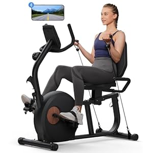 MERACH Recumbent Exercise Bike for Home, Upgraded Durable Magnetic Stationary Recumbent Bikes for Seniors Adults with Resistance Bands, Exclusive App, Adjustable Comfortable Seat, 350LB Capacity, S23
